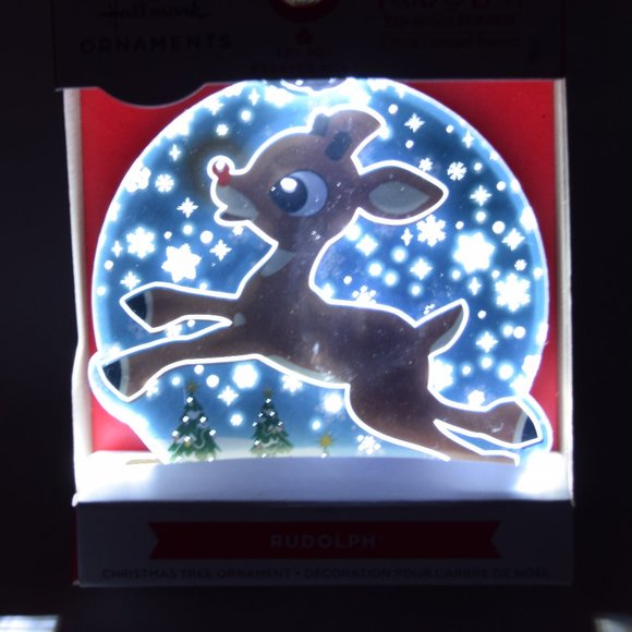 2021 Rudolph Red Nosed Reindeer Hallmark Christmas Tree Ornament Light Up New - Picture 2 of 9